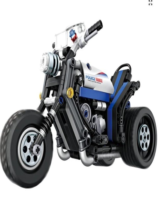 Rahasya Enterprise دراجة نارية تعمل بالسحب للخلف من سلسلة Rahasya Enterprise Constructor Police Trik Technic Series، سيارة سباق فائقة السرعة، سيارة جو كارت، مكعبات بناء، ألعاب تعليمية للأطفال (دراجة نارية شرطة) - Image 1